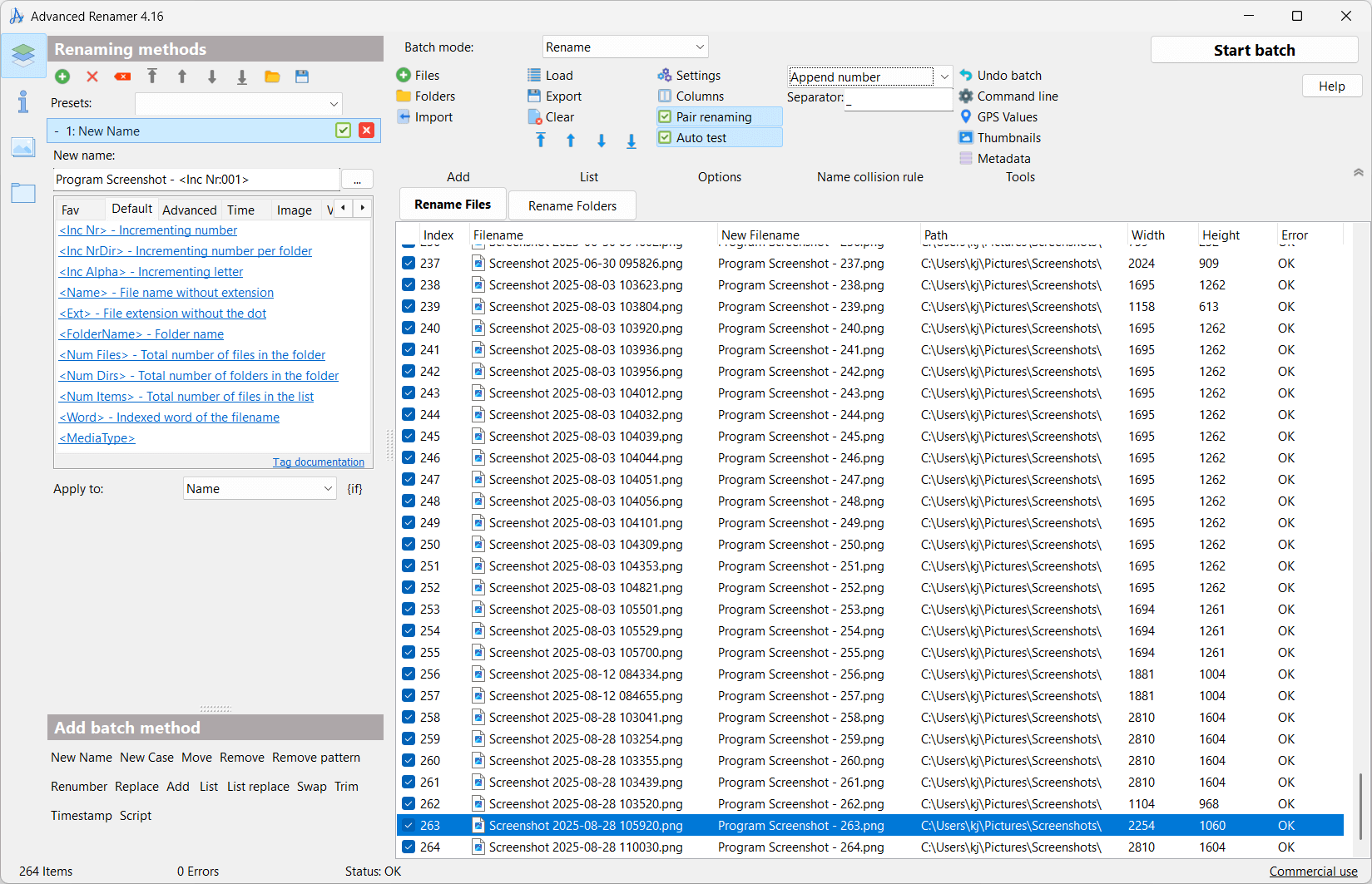 Advanced Renamer Windows 软件界面截图